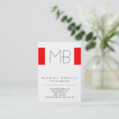 Stylische Chubby Monogram White Red Business Card Visitenkarte (Stehend Vorderseite)