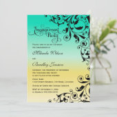 Stylische Color Ombre Wirbel Engagement Party Einladung (Stehend Vorderseite)