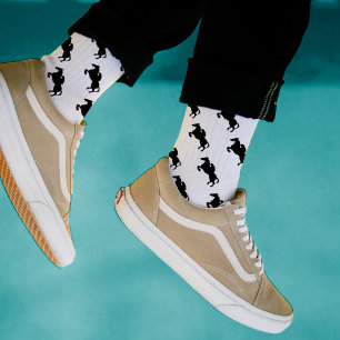 Stylische Crew-Socken mit schwarzem Pferdemuster Socken