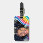 Stylische Custom Foto Rainbow Wave Gepäckanhänger (Vorderseite vertikal)
