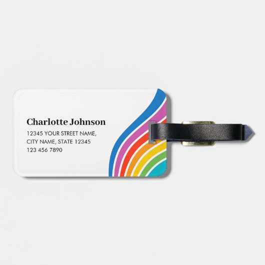 Stylische Custom Foto Rainbow Wave Gepäckanhänger (Rückseite horizontal)