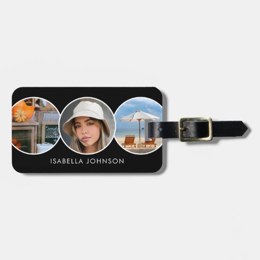 Stylische Custom Fotos Black Gepäckanhänger (Vorderseite horizontal)