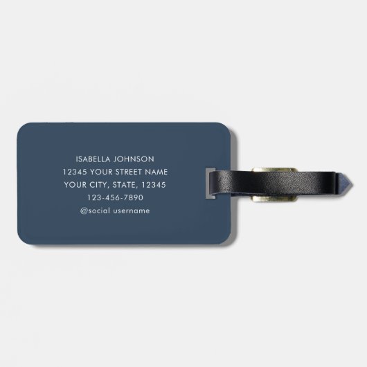 Stylische Custom Fotos Slate Blue Gepäckanhänger (Rückseite horizontal)