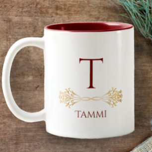 Stylische Custom Monogram Name Original Christmas Zweifarbige Tasse
