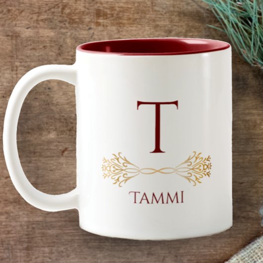 Stylische Custom Monogram Name Original Christmas Zweifarbige Tasse