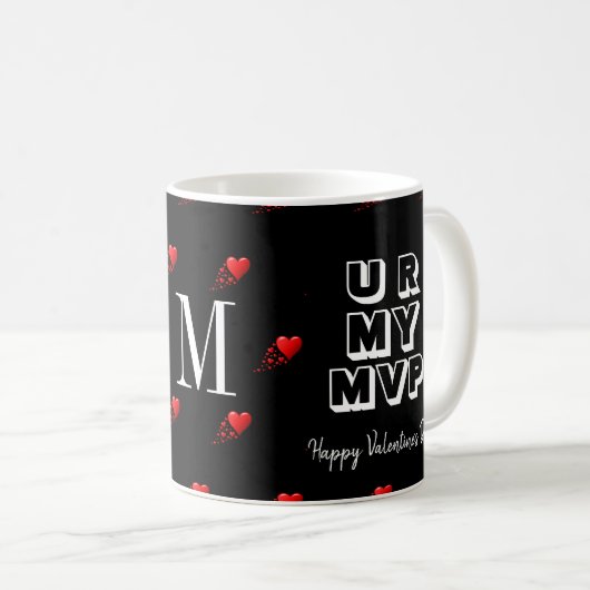Stylische Custom Valentine U R MY MVP Monogram Kaffeetasse (VorderseiteRechts)