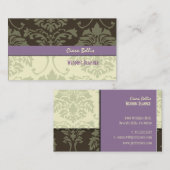 Stylische Damask, Hochzeitsplaner Visitenkarten Visitenkarte (Vorne/Hinten)
