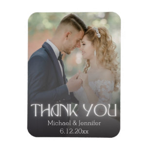 stylische Danke weiß handgeschriebene Hochzeitsfot Magnet