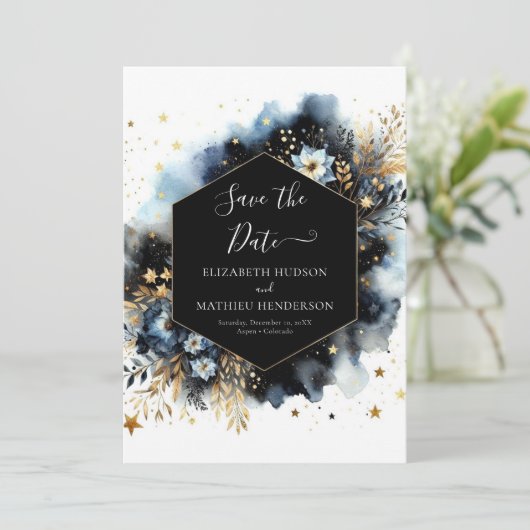 Stylische Digital Celestial Wedding Save The Date (Stehend Vorderseite)