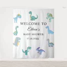 Stylische Dinosaurier-Baby-Party Weiß Wandteppich