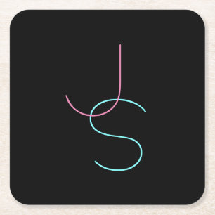 Stylische editierbare zwei moderne aussehende Init Rechteckiger Pappuntersetzer