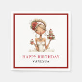 Stylische eigenwillige Frau Marsala Script Geburts Serviette (Vorderseite)