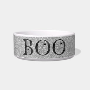 Stylische falsche Silber-Glitter-BOO-Halloween-Hun Napf