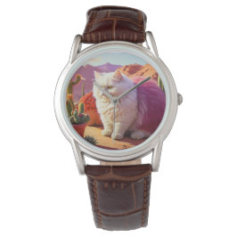 Stylische flauschige Katzenuhr für Katzenliebhaber Armbanduhr