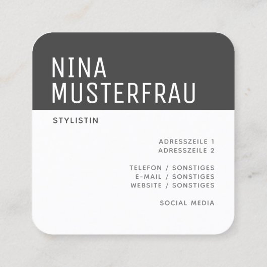 Stylische Foto Visitenkarten Vorlage - Quadratische Visitenkarte (Rückseite)