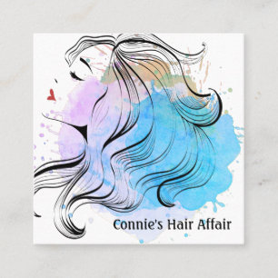 Stylische Friseurtermin Wasserfarbspritzer Quadratische Visitenkarte