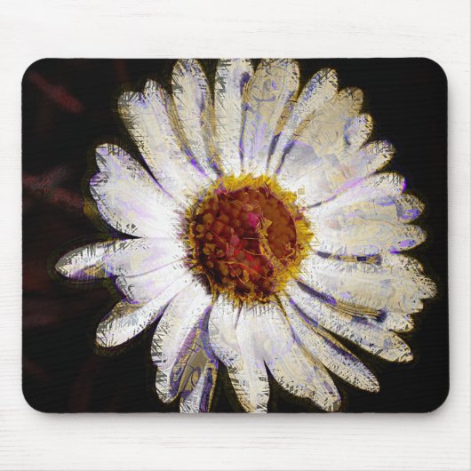 Stylische Funky Abstrakt Daisy White Blume Art Mousepad (Vorne)