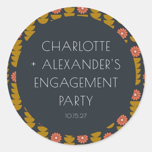 Stylische geometrische, florale Anwenderpartei Runder Aufkleber (Vorderseite)