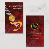 Stylische Gitarre Ocean Ripple Red Grunge Gitarris Visitenkarte (Vorne/Hinten)