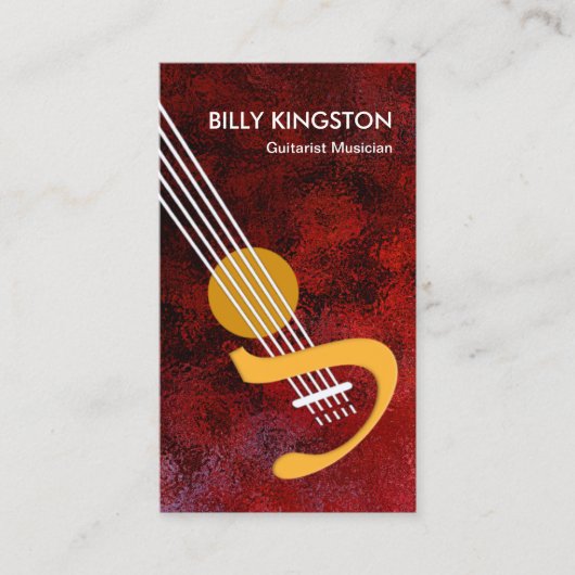 Stylische Gitarre Ocean Ripple Red Grunge Gitarris Visitenkarte (Vorderseite)