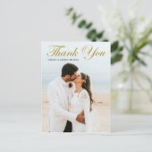 Stylische Gold Calligraphy Custom 2 Foto Vielen Da Postkarte (Stehend Vorderseite)