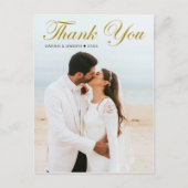 Stylische Gold Calligraphy Custom 2 Foto Vielen Da Postkarte (Vorderseite)