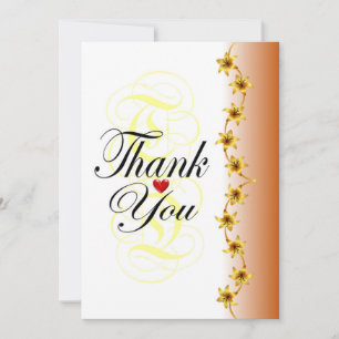 Stylische Goldbarren-Blume in brauner Kalligraphie Dankeskarte