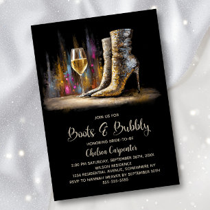 Stylische goldene Pailletten-Stiefel und bubbly Br Einladung
