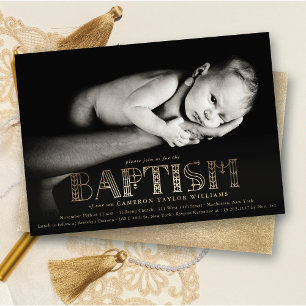 Stylische goldene Typografie Elegante schicke Tauf Einladung