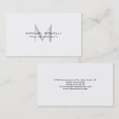 Stylische Graue Monogram Standard Business Card Visitenkarte (Vorne/Hinten)