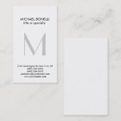 Stylische Graue Monogram Vertikale Trend-Visitenka Visitenkarte (Vorne/Hinten)