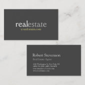 Stylische Graue Real Anwesen Agent Business Card Visitenkarte (Vorne/Hinten)