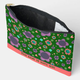 Stylische Green Floral Muster Custom Cosmetic Bag Zubehörtasche