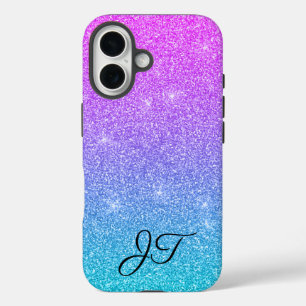 Stylische grüne blaue violette personalisierte Ini iPhone 16 Hülle