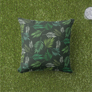 Stylische grüne tropische Palmwedel im Sommer  Kissen