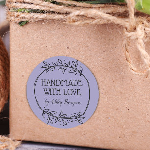 Stylische Grünpflanze handgemacht mit Liebe Name L Runder Aufkleber