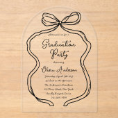 Stylische Hand Drawn Bow & Script Graduation Party Acryleinladungen (Vorderseite)