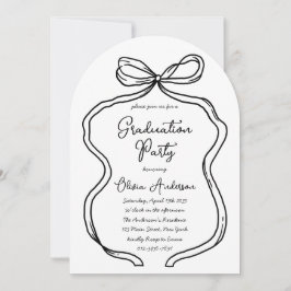 Stylische Hand Drawn Bow & Script Graduation Party Einladung