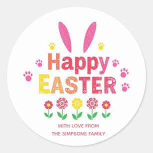 Stylische Hasenohren Frohe Ostern Runder Aufkleber