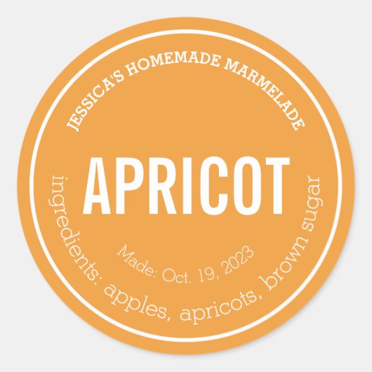 Stylische, hausgemachte Jam Circle Label für benut Runder Aufkleber (Vorderseite)