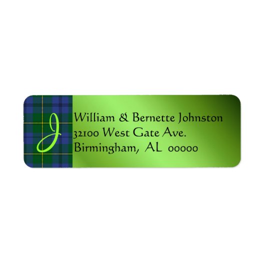 Stylische Johnston Kariert Monogram Custom Labels (Vorne)
