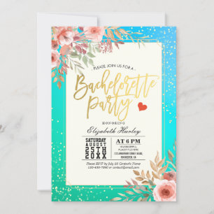 Stylische Junggesellinnen-Abschiedsparty Rosa Blum Einladung