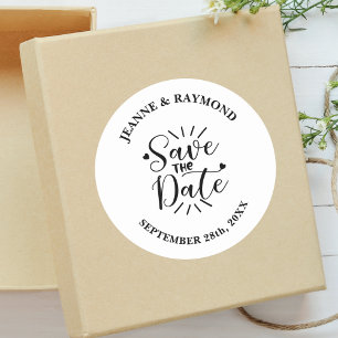 Stylische Kalligrafie Hochzeit "Save the Date" Runder Aufkleber