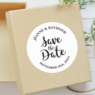 Stylische Kalligrafie Save the Date Individuelle H Runder Aufkleber