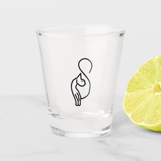 Stylische Kitty Cat Kontur Schnapsglas (Vorderseite)
