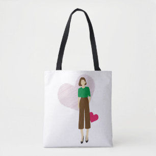 Stylische Lady & Heart T - Shirt - Moderne feminin Tasche