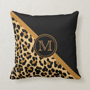 Stylische Leopard Print Custom Monogram Kissen