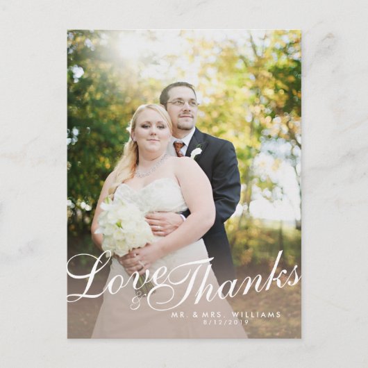 Stylische Light Modern Script Liebe dank Postcard Postkarte (Vorderseite)