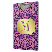 Stylische Lila Leopard Print Custom Monogram Klemmbrett (Links)