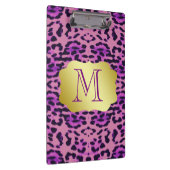 Stylische Lila Leopard Print Custom Monogram Klemmbrett (Rechts)